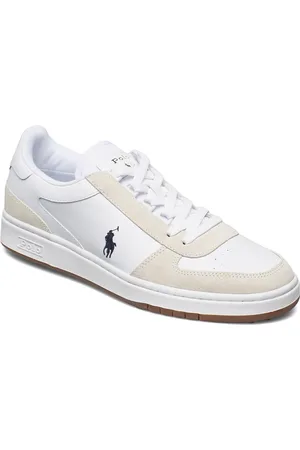 Ralph Lauren Court Leather-Suede Sneaker Designers Sneakers Low-top Sneakers White