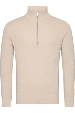 SELECTED Slhrodney Ls High Neck Half Zip W Tops Knitwear Half Zip Jumpers Cream