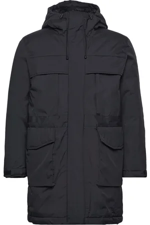Knowledge Cotton Apparal Apex Canvas Long Padded Coat - Grs Parka Jakke Black