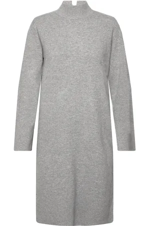 Y.A.S Emilie Ls High Neck Knit Dress S.noos Kort Kjole Grey