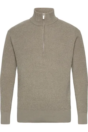 SELECTED Slhrodney Ls High Neck Half Zip W Tops Knitwear Half Zip Jumpers Khaki Green