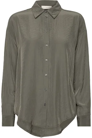 Freequent Fqrefine-Shirt Tops Shirts Long-sleeved Khaki Green