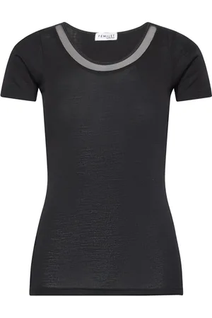 Femilet Juliana T-Shirt Short Sleeve Wool Tops T-shirts & Tops Short-sleeved Black