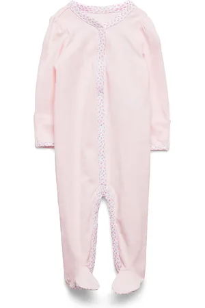 Ralph Lauren Floral-Trim Footed Coverall Pyjamas Sie Jumpsuit Pink
