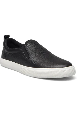 Ralph Lauren Haddley Tumbled Leather Slip-On Sneaker Sneakers Black