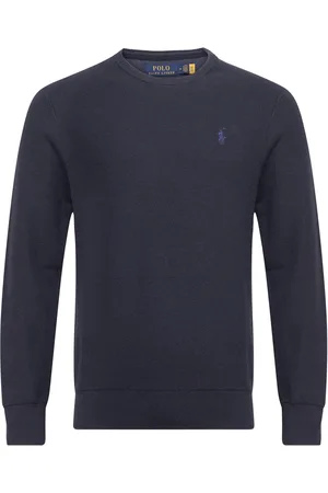 Ralph Lauren Textured Cotton Crewneck Sweater Tops Knitwear Round Necks Navy