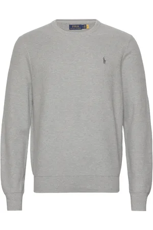 Ralph Lauren Textured Cotton Crewneck Sweater Tops Knitwear Round Necks Grey