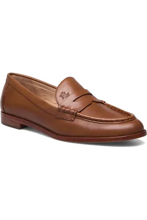 Ralph Lauren Burnished Calf-Wynnie-Fl-Lfr Loafers Flade Sko Brown