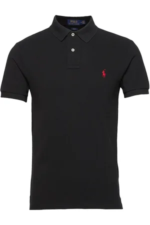 Ralph Lauren Slim Fit Mesh Polo Shirt Tops Polos Short-sleeved Black