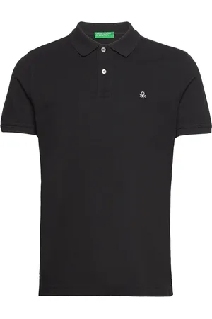Benetton H/S Polo Shirt Tops Polos Short-sleeved Black