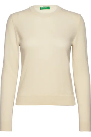 Benetton Sweater L/S Tops Knitwear Jumpers Cream