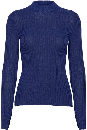 Gina Tricot Knitted Lurex Top Tops T-shirts & Tops Long-sleeved Blue