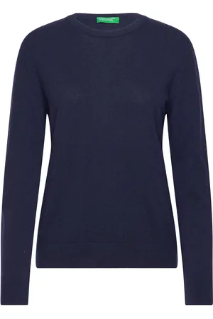Benetton Sweater L/S Tops Knitwear Jumpers Navy