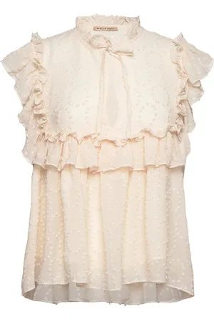 Stella Nova Sleeveless Blouse With Flounce Designers Blouses Sleeveless Cream