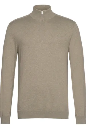 SELECTED Slhberg Half Zip Cardigan Noos Tops Knitwear Half Zip Jumpers Khaki Green