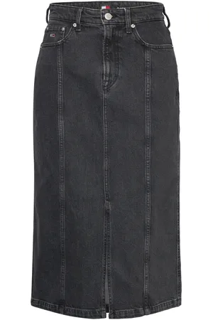 Tommy Hilfiger Claire Hgh Midi Skirt Ah7185 Knælang Nederdel Black