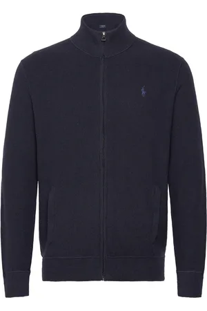 Ralph Lauren Mesh-Knit Cotton Full-Zip Sweater Tops Knitwear Full Zip Jumpers Navy