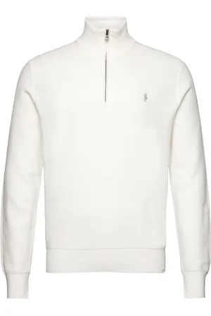 Ralph Lauren Mesh-Knit Cotton Quarter-Zip Sweater Tops Knitwear Half Zip Jumpers White