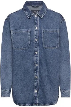 Noisy May Nmalva L/S Denim Shacket Az351Mb Noos Tops Shirts Denim Shirts Blue