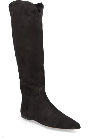Ralph Lauren Suede Knee-High Flat Boot Lange Støvler Black