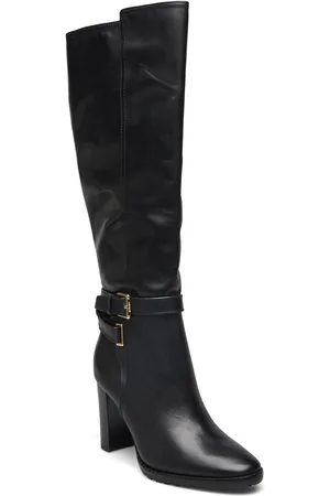 Ralph Lauren Manchester Burnished Leather Tall Boot Lange Støvler Black