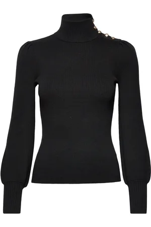Ralph Lauren Cotton Modal-Ls Mn Top Tops Knitwear Turtleneck Black