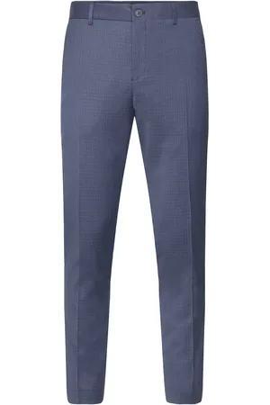 SELECTED Slhslim-Neil Blue Check Trs Bottoms Trousers Formal Navy