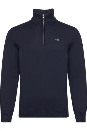 GANT Casual Cotton Half Zip Tops Knitwear Half Zip Jumpers Navy