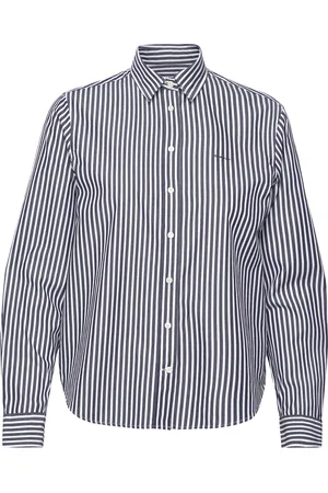GANT Reg Poplin Striped Shirt Tops Shirts Long-sleeved Navy