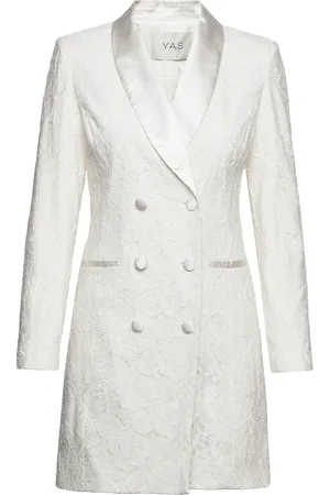 Y.A.S Yara Ls Lace Blazer Dress - Celeb Kort Kjole White