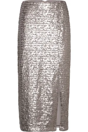 French Connection Adalynn Sequin Skirt Knælang Nederdel Gold
