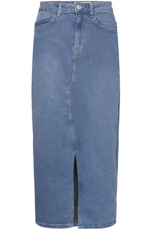 Noisy May Nmkath Nw Slit Long Skirt Vi477Mb Noos Knælang Nederdel Blue