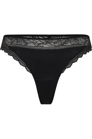 Chantelle Floral Touch Tanga Designers Panties Thong Black