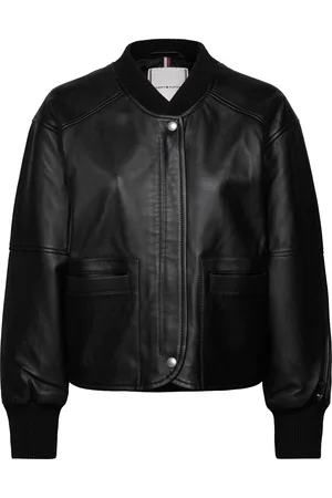 Tommy Hilfiger Leather Bomber Jacket Læderjakke Skindjakke Black