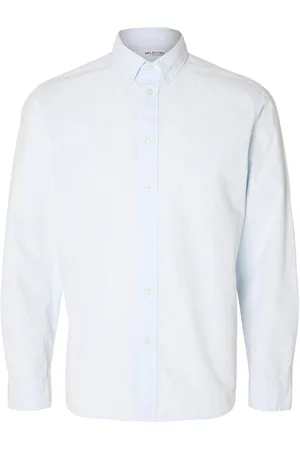 SELECTED Slhslimrick-Poplin Shirt Ls Noos Tops Shirts Business Blue