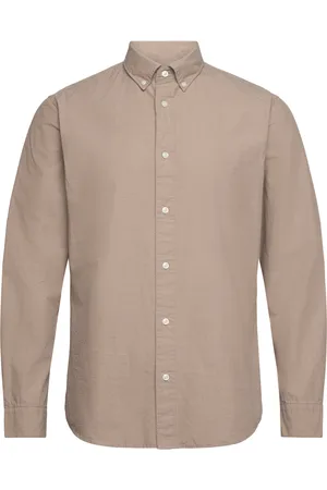 SELECTED Slhslimrick-Poplin Shirt Ls Noos Tops Shirts Business Beige