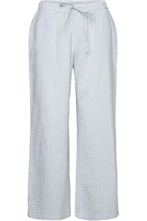 Lindex Trousers Pyjama Seersucker Pyjamasbukser Hyggebukser Blue