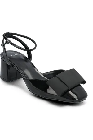 MANGO Patent Leather Bow Shoe Shoes Heels Pumps Peeptoes Black