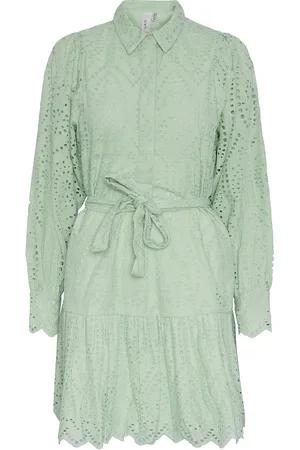 Y.A.S Holi Ls Belt Dress S. Kort Kjole Green