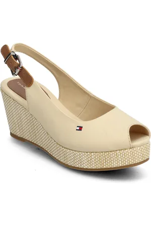 Tommy Hilfiger Iconic Elba Sling Back Wedge Sko Med Kilehæl Beige