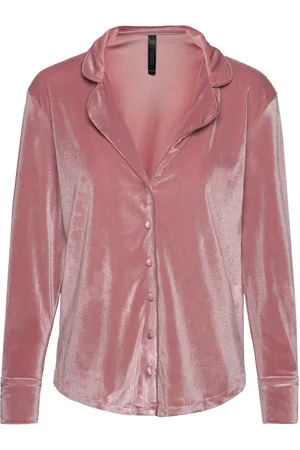 Hunkemöller Jacket Ls Shiny Velours Piping Top Pink