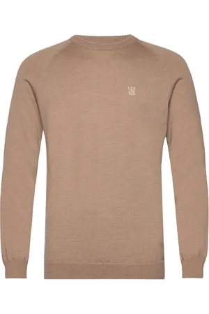 Lexington Dean Merino Crew Neck Sweater Tops Knitwear Round Necks Beige