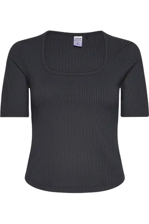 Casall Scoop Rib Tee Sport T-shirts & Tops Short-sleeved Black