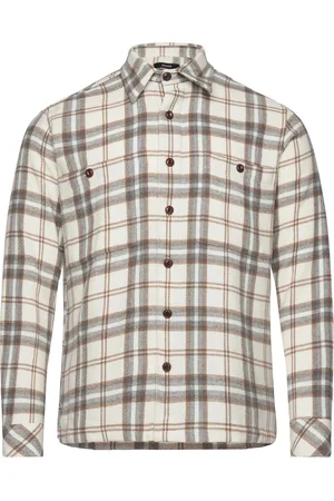 Mads Norgaard Soft Wool Roar Check Shirt Tops Shirts Casual Cream