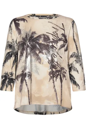 Gerry Weber T-Shirt 3/4 Sleeve Tops Blouses Long-sleeved Cream