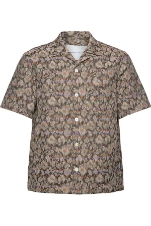 GARMENT PROJECT Camp Collar Shirt - Earth Flower Tops Shirts Short-sleeved Brown