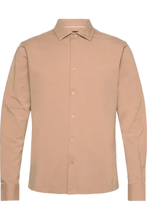 Clean Cut Clean Formal Stretch Shirt L/S Tops Shirts Business Beige