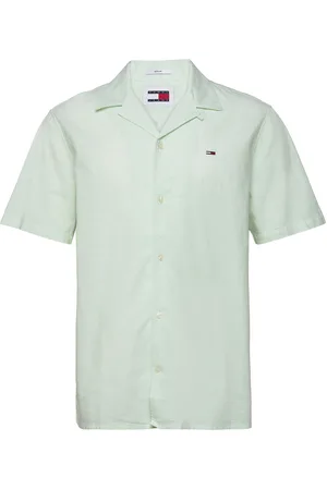 Tommy Hilfiger Tjm Linen Blend Camp Shirt Ext Tops Shirts Short-sleeved Green