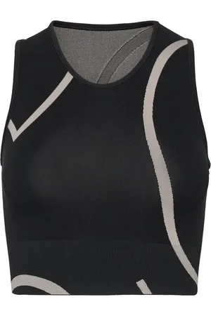MOONCHILD YOGA WEAR Loud Logo Crop Top Sport Crop Tops Sleeveless Crop Tops Black