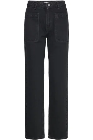 SELECTED Slfkate-Marley Hw Black Str Pocket Jeans Bottoms Jeans Straight-regular Black